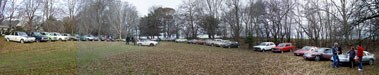 The car park (paddock) at the finish