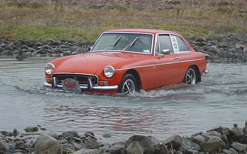 MGB in ford at Lees Valley