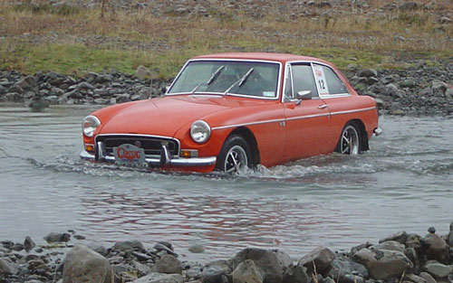 MGB in ford at Lees Valley
