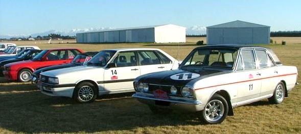 Back row of cars at Ashburton Aviation Museum