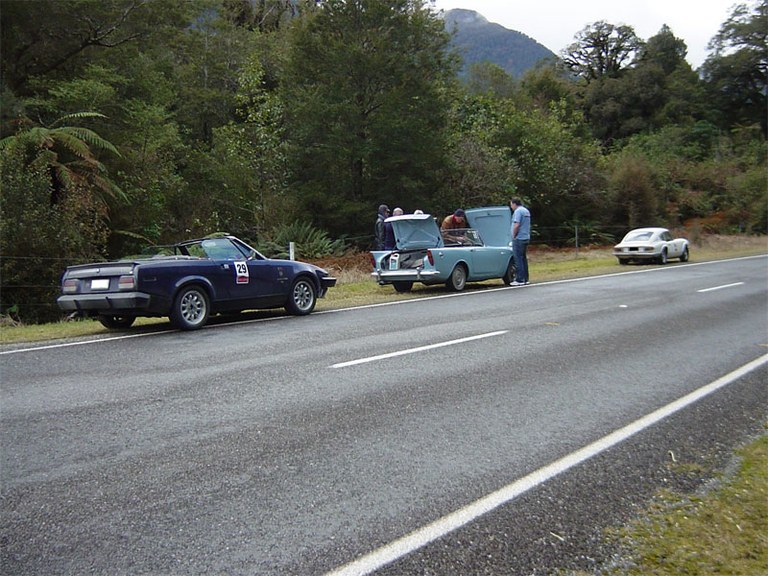 Sunbeam Alpine breakdown in Haast