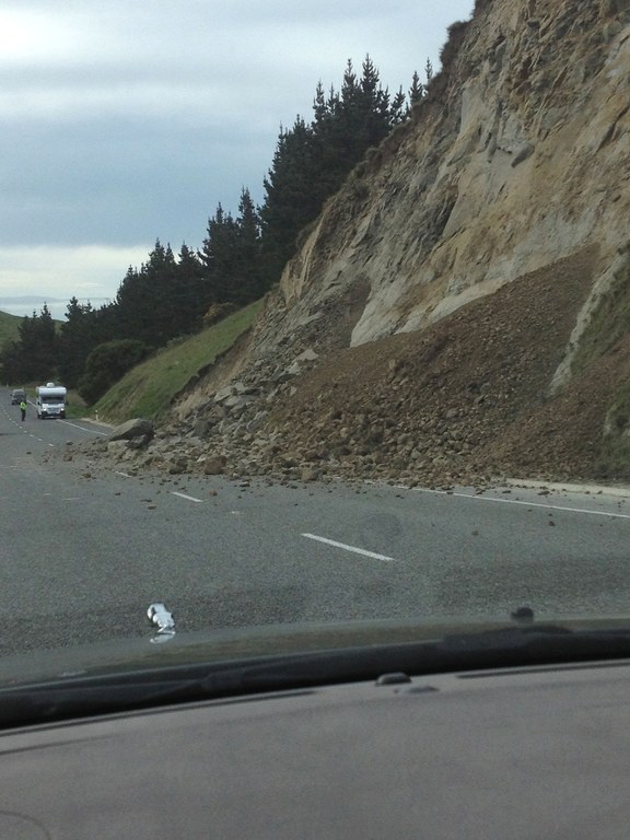 Rockslide after earthquake