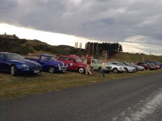 Lineup of cars at Claverly August 2015 Sunday Run